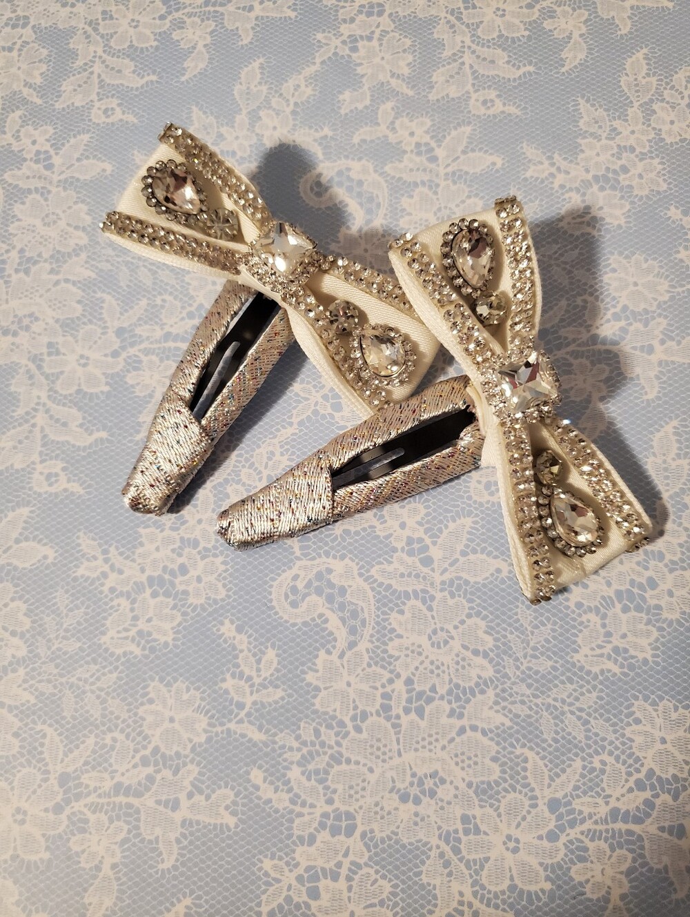 Rhinestone Bow Hair Clips